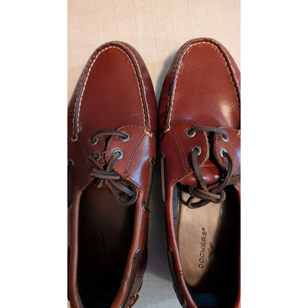 Dockers Castaway Leather Boat Lace Shoes Brown Size 9M Nautical Preppy